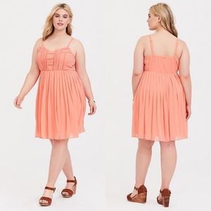 Torrid Orange Chiffon Eyelet Sleeveless Dress 2X